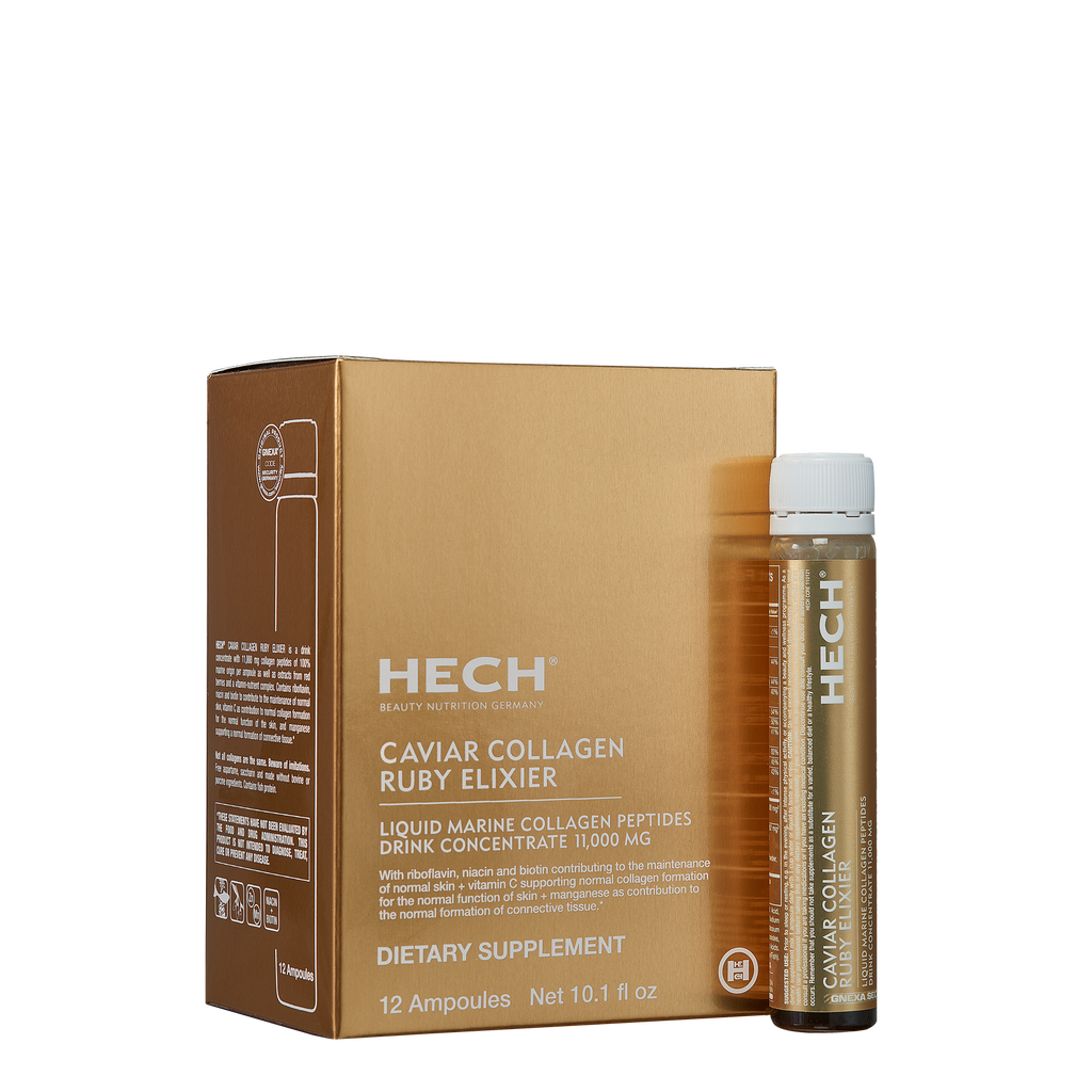 HECH Caviar Collagen Ruby Elixir collagen peptide ampoules with antioxidant formula