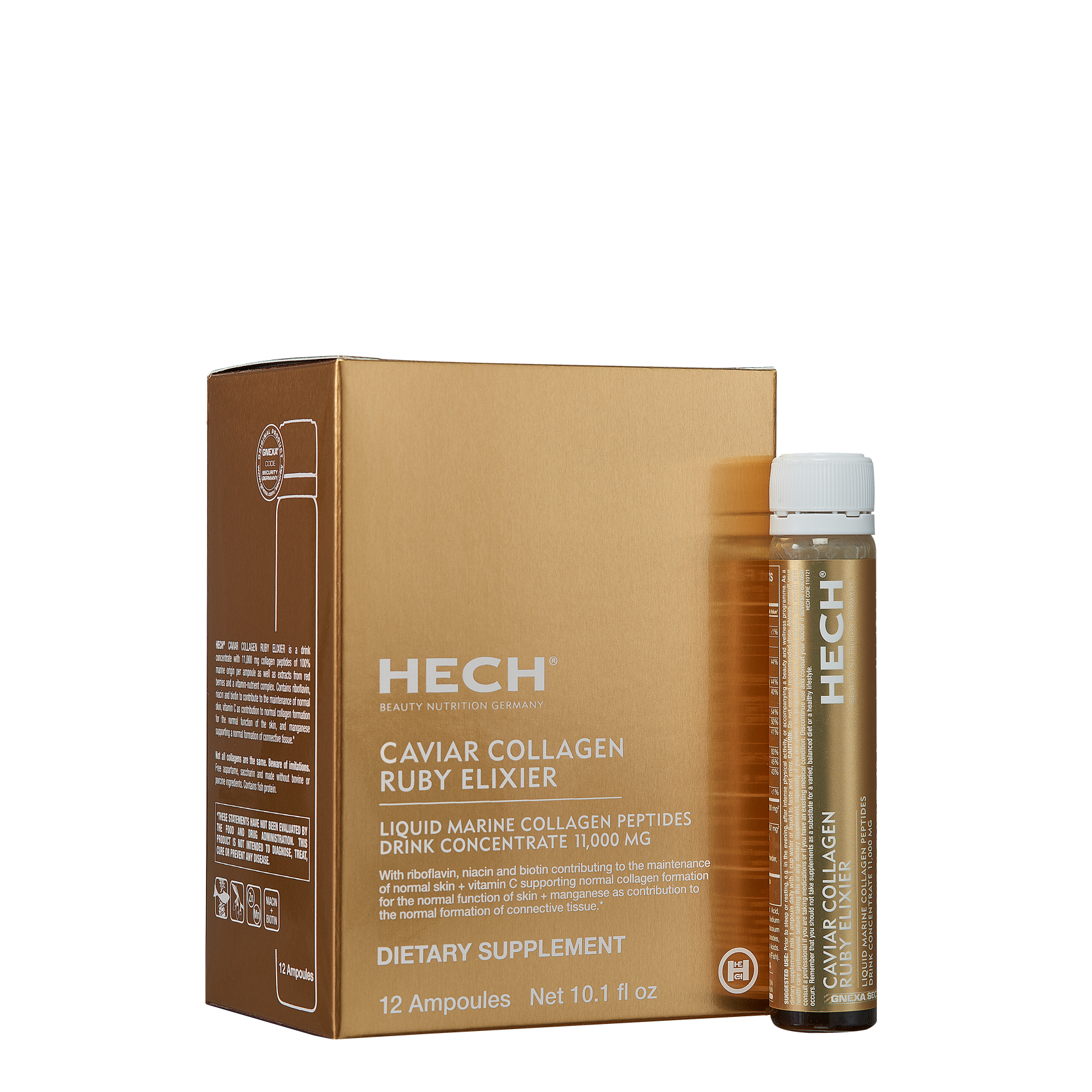HECH Caviar Collagen Ruby Elixir collagen peptide ampoules with antioxidant formula