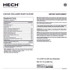 Supplement label for HECH Caviar Collagen Ruby Elixir dietary supplement.