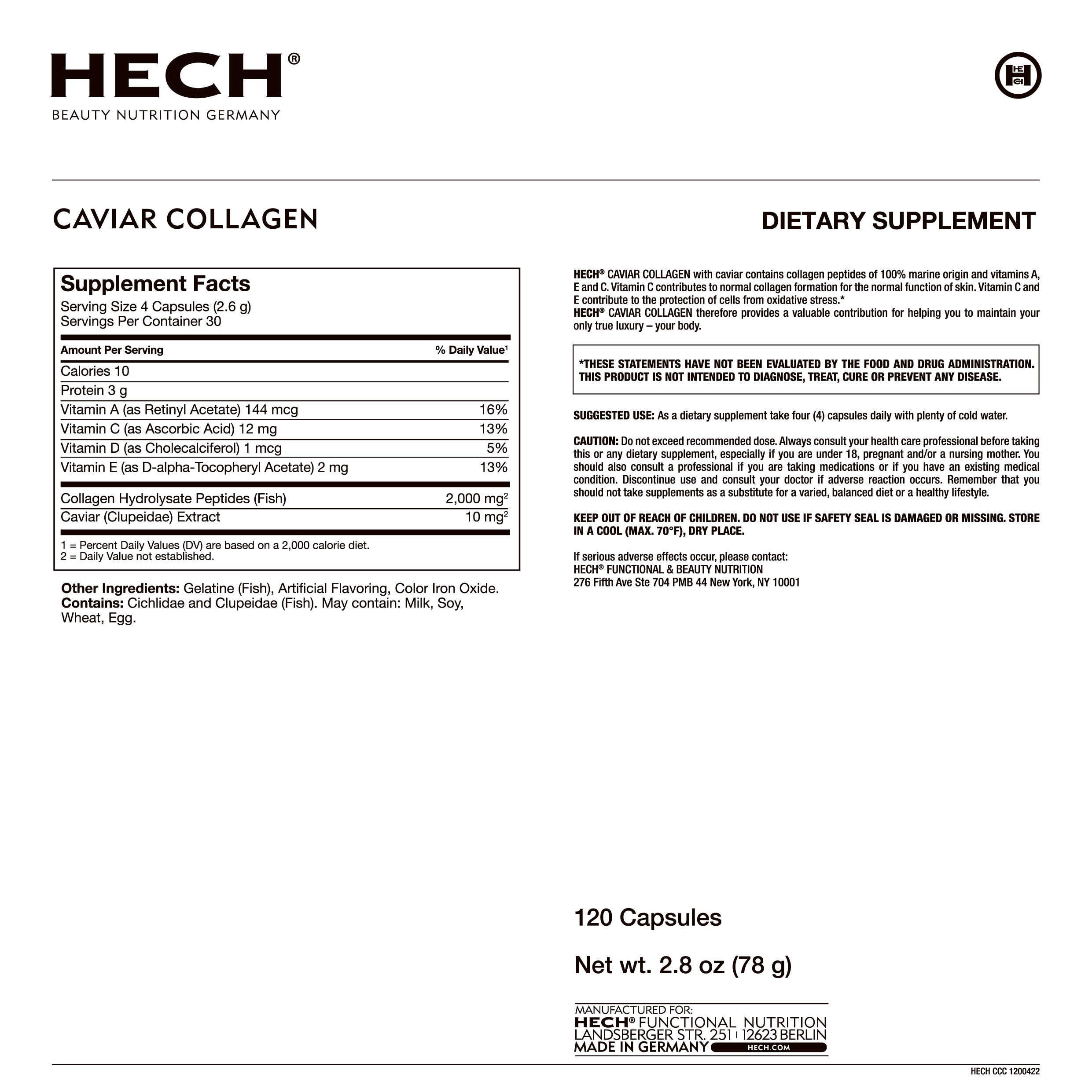 HECH® CAVIAR COLLAGEN CAPSULES - 120 Capsules