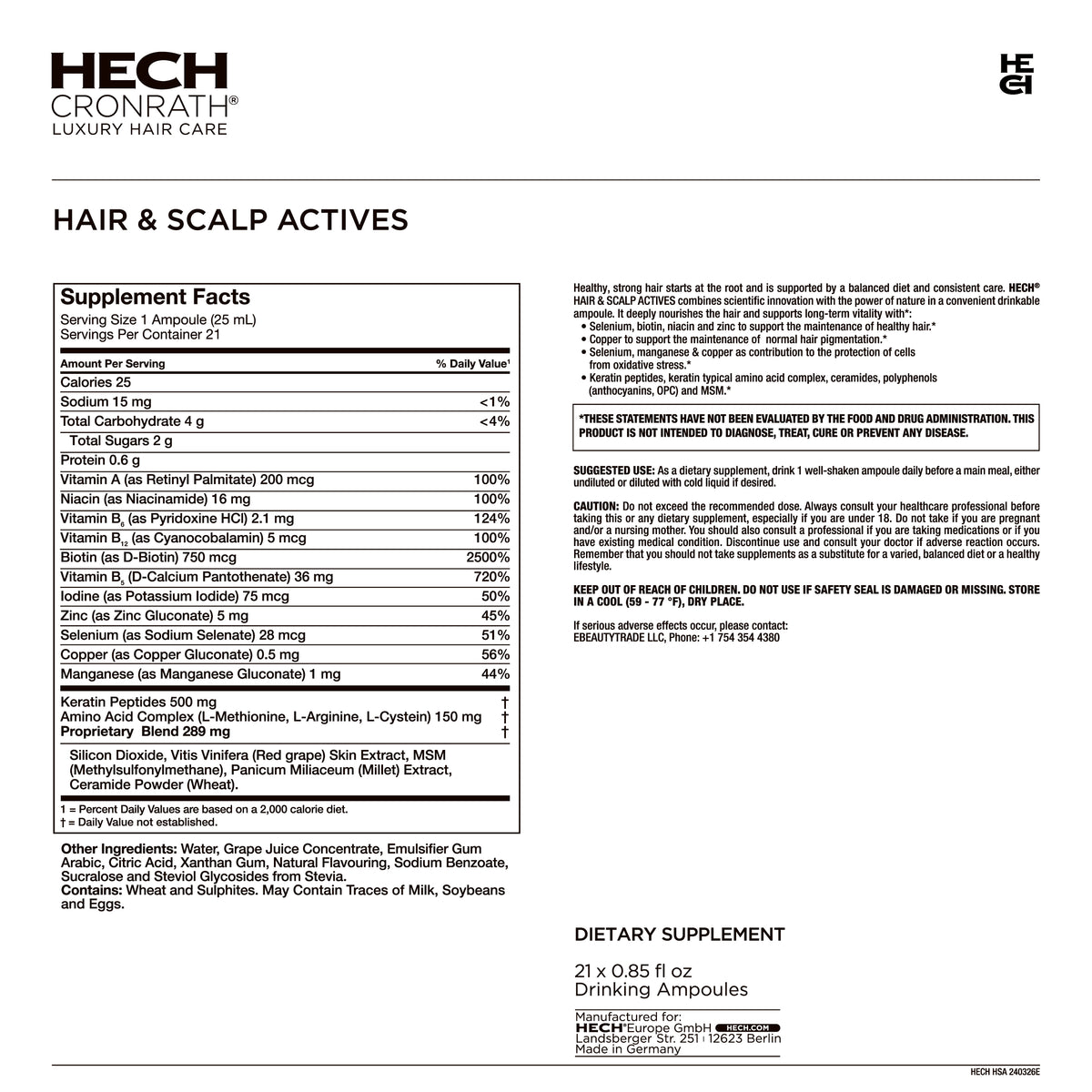 HECH® HAIR & SCALP ACTIVES 21 Ampollas