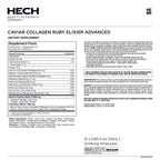 Supplement label for HECH Caviar Collagen Ruby Elixir Advanced dietary supplement.